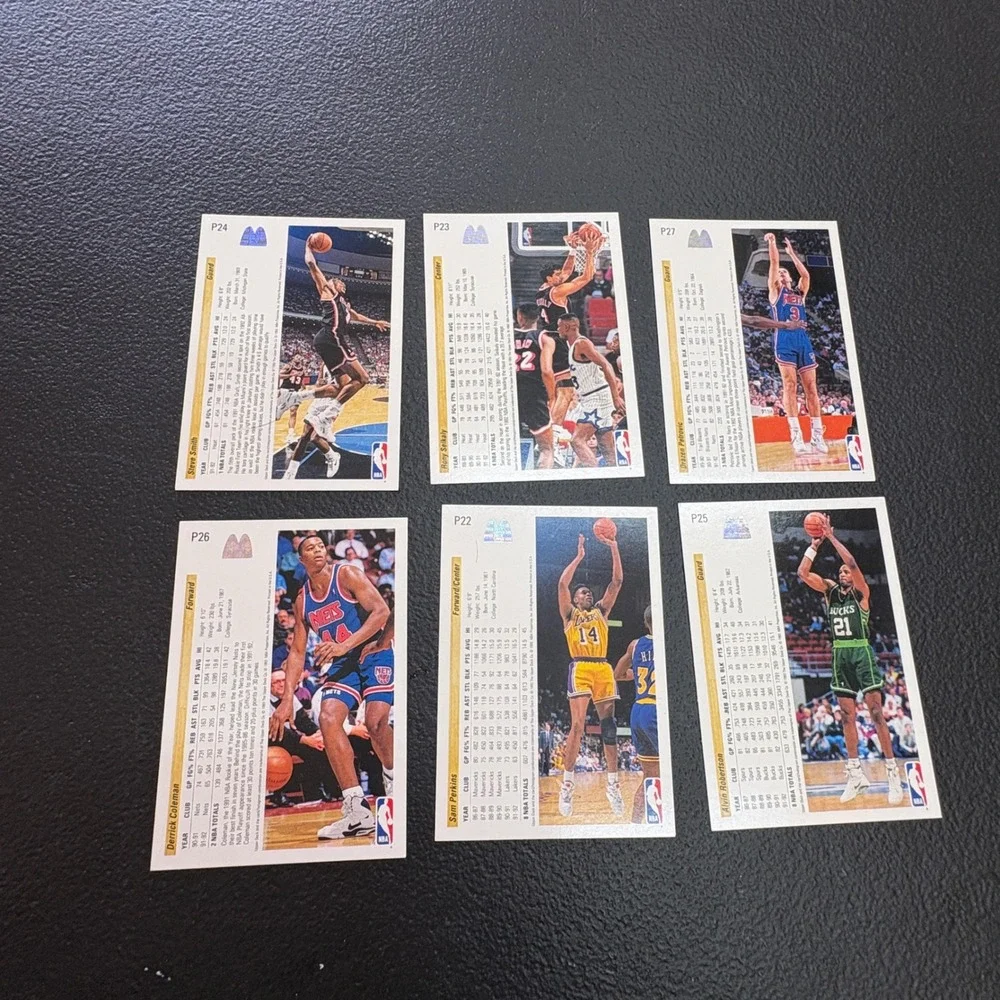 1992 Upper Deck Basketball Card Lot 6‎ Steve Smith Drazen Petrovic Sam Perkins